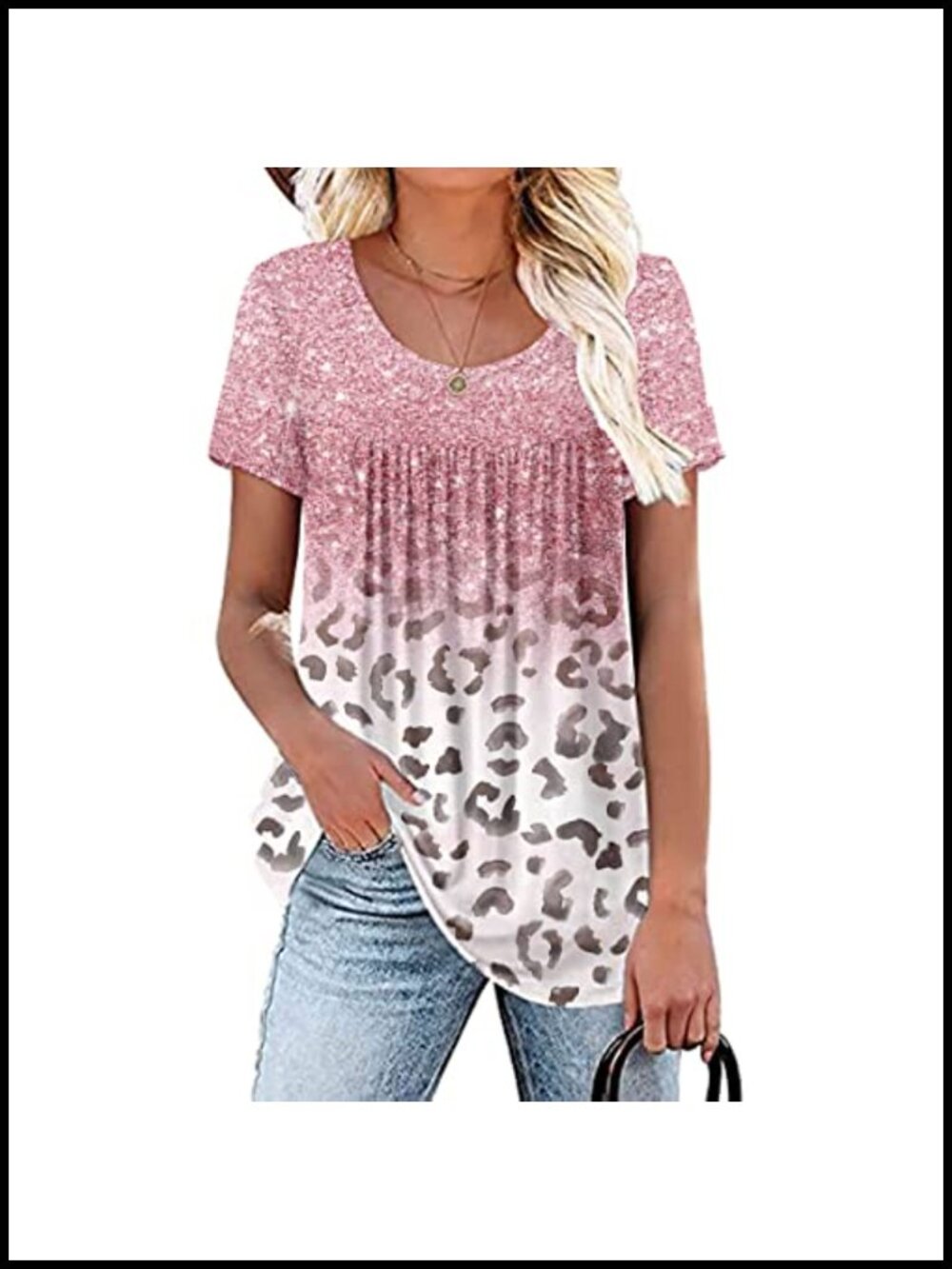 Plus Size Women's Short Sleeve Lace Pleated Tunic Top Flowy Blouse